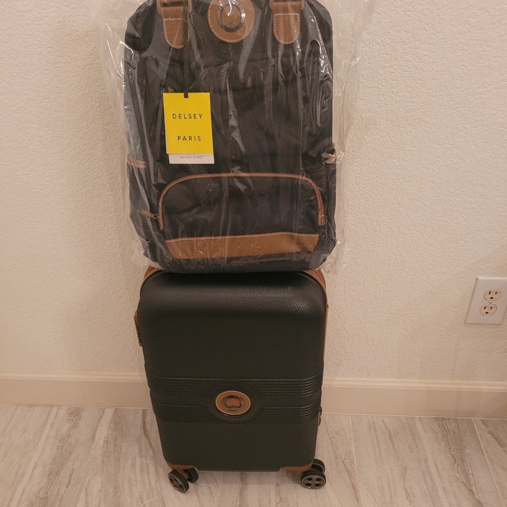Black and Brown Travel Backpack and Suitcase Set